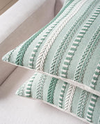 Boho Throw Pillow Covers 20x20 Inch Set of 2, Farmhouse Decorative Couch Pillow Cases, Light Green Accent Pillows of Bed, Sofa Bedroom Living Room Home Decor Cushion Cover