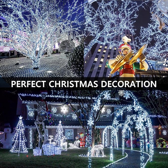 Connectable 240LED 88Ft 13Modes Christmas Lights Outdoor Indoor | Extendable Green Wire Christmas String Lights with Timer | Twinkle Fairy Light Plug in for Xmas Tree Garden Decor Party (Cool White)