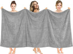 American Soft Linen Oversized Bath Sheet 40x80 Extra Large for Bathroom, 600 GSM 100% Cotton Turkish Jumbo Bathsheet Towels for Adults, Light Grey Bath Sheet