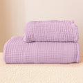 Ultra Soft Muslin Towel Adult Set, 100% Turkish Cotton 4-Layer 2 Pieces Luxury Muslin Hand & Bath Towels Sets for Bathroom (Lilac, 1 Bath & 1 Hand Towel Set)