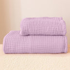 Ultra Soft Muslin Towel Adult Set, 100% Turkish Cotton 4-Layer 2 Pieces Luxury Muslin Hand & Bath Towels Sets for Bathroom (Lilac, 1 Bath & 1 Hand Towel Set)