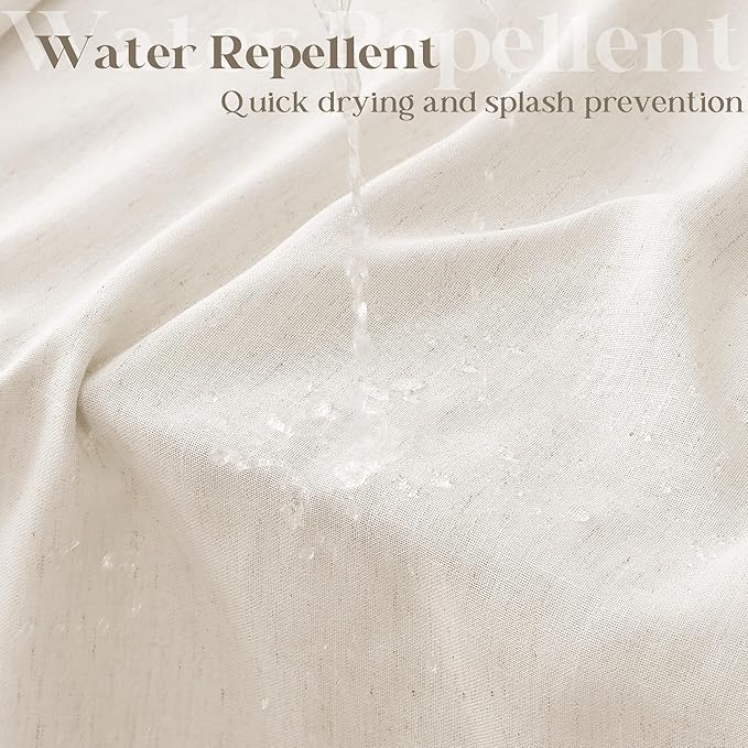 Cream 96 Inch Shower Curtain Linen Extra Long Shower Curtains for Bathroom Boho Farmhouse Natural Ivory Water Repellent Extra Tall Drapes 72x96 Inches Long with Hooks 8 Ft