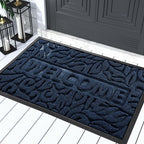 Yimobra Welcome Mat Outdoor 29.5x17, Waterproof Non-Slip Outdoor Mats for Front Door Outside Entrance, Low-Profile Entryway Mat Indoor for Garage Patio, Blue