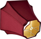 GO&SO Medium Burgundy Red Lampshade Square Cut Corner Lamp Shade for Floor and Table Lamps, 6.5x13.2x10.6", Burgundy, Natural Faux Silk Octagonal & Bell Lampshade,Easy Assembly Required