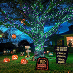 JMEXSUSS 2 Pack Purple and Green Halloween Lights, Total 400 LED 151FT Solar Halloween Lights Outdoor Waterproof, 8 Modes Solar Christmas String Light for Outside Tree Patio Decorations