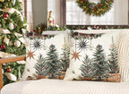 4TH Emotion Christmas Trees Pillow Covers 18x18 Inch Set of 2, Boho Xmas Farmhouse Decorations Winter Holiday Decor Throw Cushion Case for Home Couch S24C38