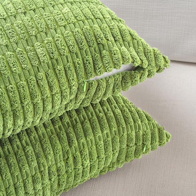 Fancy Homi 1 Pack Lime Green Long Lumbar Body Decorative Throw Pillow Covers 14x36 Inch for Bed Couch Bedroom Bench, Soft Corduroy Rectangle Solid Pillow Case 35x91 cm, Rustic Farmhouse Boho Decor