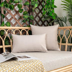 Kevin Textile Pack of 2 Decorative Outdoor Waterproof Pillow Covers Garden Cushion Sham Throw Pillowcase Shell for Patio Tent Couch 20x20 Inch Light Beige