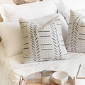 BlissBlush Off White Decorative Throw Pillow Covers 18X18, Set of 2, Boho Farmhouse Square Cushion Cover, Cozy Soft Accent Pillowcase for Couch Sofa Bed Living Room Home Décor