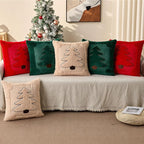 DFXSZ Christmas Pillow Covers 20x20 Green Big Christmas Tree Decoration Soft Plush Faux Fur Jacquard Throw Pillows for Bedroom Sofa Holiday Festivals Winter Home Decor PTK068A20