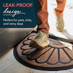 ubdyo Front Door Mat - Low Pile Front Half Circle Door Mat Outside Entrance - Muddy Dirt Trapping Welcome Matt Outdoor - Rubber Backing Anti Slip Indoor Doormat Entrance, 29" x 17", Bright Brown