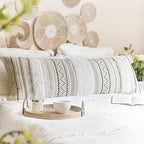 BlissBlush Large Body Pillow Cover for Bed 20x54 Boho Accent Oversized Long Pillowcase for Bedroom Black Neutral White Decorative Cushion Farmhouse Home Décor (Cover ONLY, Pack of 1)