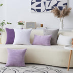 Home Brilliant Purple Pillow Covers Set of 2 Striped Velvet Corduroy Decorative Euro Sham Throw Pillow Cover for Couch, 26 x 26 inch, Eggplant