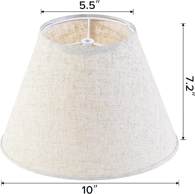GO&SO 2Pc Beige Lamp Shade, 5.5'' Top x 10'' Bottom x 7.2'' Height, Small Barrel Lampshade for Table Lamp & Floor Light, Handcrafted Natural Linen, Spider Fitting