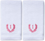 Decorative and Monogrammed Hand Towels for Bathroom Kitchen Makeup | Personalized Gift for Wedding-Bridal | Roman Font Custom Luxury Turkish Towel | Spa Collection, Oversized, 16 X 30 Inch, Set of 2