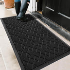 Yimobra Large Door Mat 47x24, All-Season Waterproof Doormat Outdoor Entrance, Heavy Duty Non-Slip Outside Door Mat for Garage Patio Proch Entryway Indoor, Easy Clean, Black