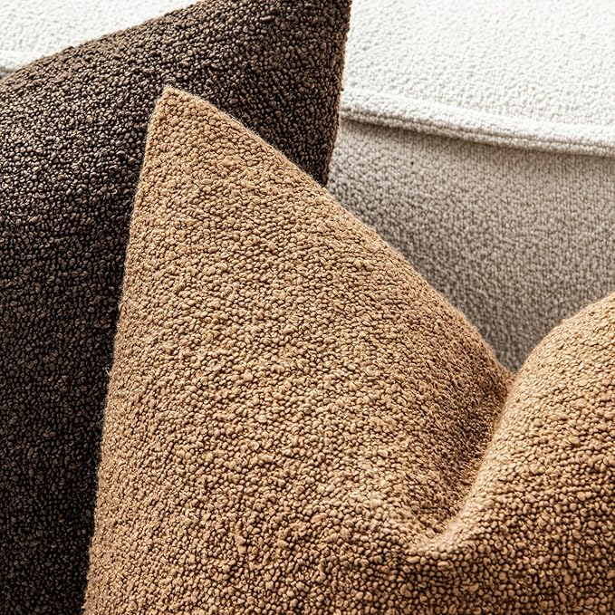 MIULEE 20x20 Inch Decorative Pillow Covers for Couch Bed Set of 2 Textured Boucle Neutral Winter Throw Pillows Brown Accent Solid Cushion Vintage Pillowcases Sofa Livingroom Home Decor