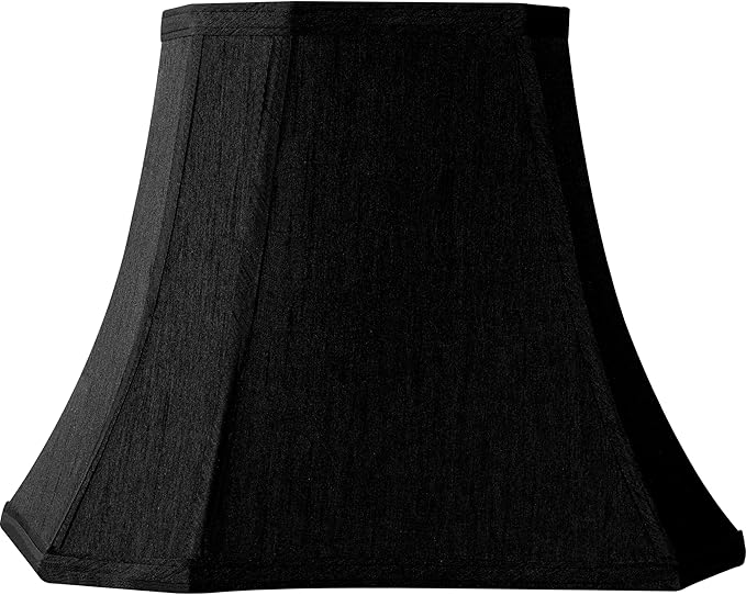GO&SO 14 Inch Medium Black Rectangular Lamp Shade for Floor Lamps and Table Lamp,8x14x11"(Spider) Natural Faux Silk Square Lampshade Replac,Cut Corner Transitional Easy Assembly Required (Set of 1)