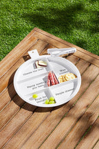 Mud Pie Melamine Charcuterie Board; board 15" x 13" dia | tongs 5 3/4"