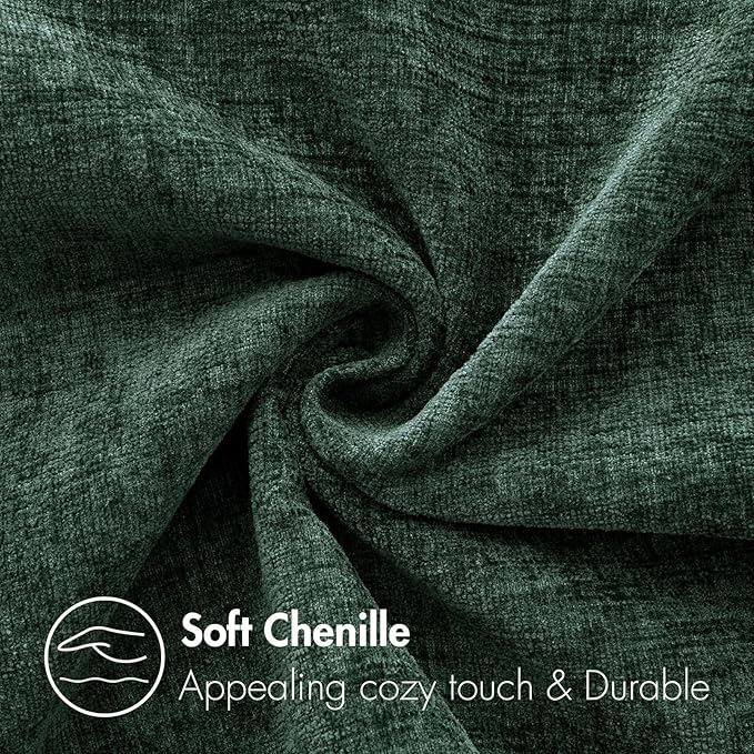 MIULEE Pack of 2 Christmas Green Throw Pillow Covers 12x20 Inch Soft Chenille Pillow Covers for Sofa Living Room Couch Solid Dyed Cases