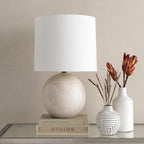 BoutiqueRugs Brandvlei Modern Ceramic Bedside Table Lamp for Bedroom Nightstand - Contemporary End Side Lighting for Living Room - Shade Linen - White, Cream - 21" H