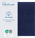 Cotton Paradise 4 Piece Turkish Bath Towels for Bathroom, 100% Cotton Extra Large Soft Plush Towels Bathroom Set, Navy Blue