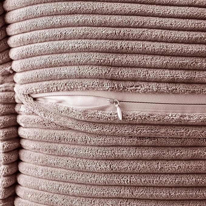 MIULEE Decorative Throw Pillow Covers for Couch Bed Livingroom 20x20 Inch Set of 2 Blush Pink Boho Accent Throw Pllows Broadside Striped Patchwork Soft Corduroy Pillowcases