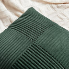 Fancy Homi Set of 2 Dark Green Decorative Throw Pillow Covers 20x20 Inch for Living Room Couch Bed, Boho Farmhouse Forest Green Home Decor, Soft Corss Corduroy Patchwork Textured Cushion Case