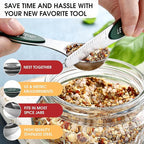 Spring Chef Stainless Steel Magnetic Measuring Spoons Set of 8 with Leveler, Stackable Magnetic Teaspoon & Tablespoon Set, Metal Kitchen Gadgets for Baking & Cooking, Fits in Spice Jars - Pine Green