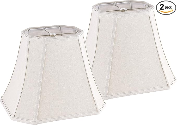GO&SO Vintage Lamp Shades Cut Corner, 8"x14"x11" Spider Medium Beige Fabric Shade for Table Lamps and Floor Lamp Replace (Set of 2),Octagonal Bell Lamp Shade Easy Assembly (Harp Not Included)