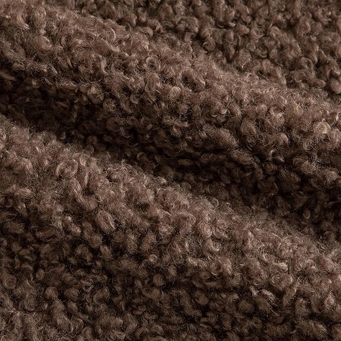 Pack of 2 Curly Teddy Wool Faux Fur Throw Pillow Covers Fuzzy Accent Soft Sherpa Pillowcases Sheepskin Fleece Decorative Cushion Case for Sofa Couch Living Room 12x20 Inch Chocolate