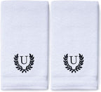 Decorative and Monogrammed Hand Towels for Bathroom Kitchen Makeup | Personalized Gift for Wedding-Bridal | Roman Font Custom Luxury Turkish Towel | Spa Collection, Oversized, 16 X 30 Inch, Set of 2