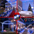 750 LED 240FT Christmas String Lights Outdoor, 12 Pro Modes and Timer Memory & Brightness, Plug in Waterproof Dark Green Wire Twinkle Light for for Xmas Yard Tree Wedding Party Decor (Blue & White)