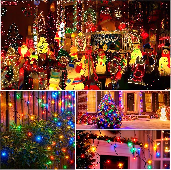 [6 Pack] Solar String Lights Multicolored, 236 FT 600 LED Solar Twinkle Light Outdoor with 8 Modes & Memory Function, Waterproof Chrismas Lights for Xmas Tree Party Decorations