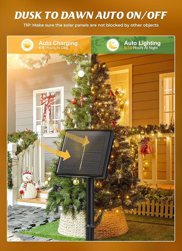 Brightown 2 Pack Solar String Lights Outdoor, Total 144Ft 400 LED Twinkle Fairy Lights Waterproof with 8 Modes Auto On/Off for Patio Tree Garden Party Home Wedding Christmas Decorations (Warm White)