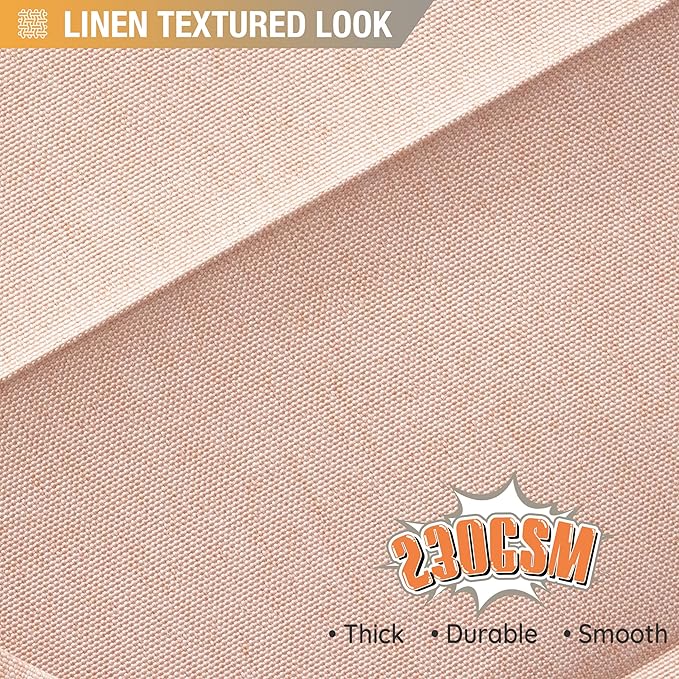 Jubilantex Folding Linen Shower Curtain for Bathroom Pink Waterproof Shower Curtain 1 Panel with 14 Metal Grommets and 1 Tie Back for Hotel,70"x70"