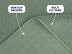 American Soft Linen Bath Rug, 17 in 24 in 100% Cotton Bath Mats Rugs for Bathroom, Slip Reducer Washable Shaggy Form Area Rugs, Sage Green Bath Rug