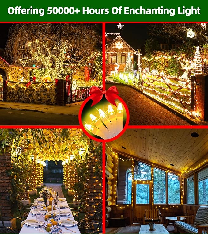 750 LED Chrstmas Lights, 240ft Outdoor Christmas String Lights with 12 Modes, Warm White LED String Lights with Timer Dimmable Waterproof for Tree Fence Garden Xmas Wedding Party Decor WarmWhite