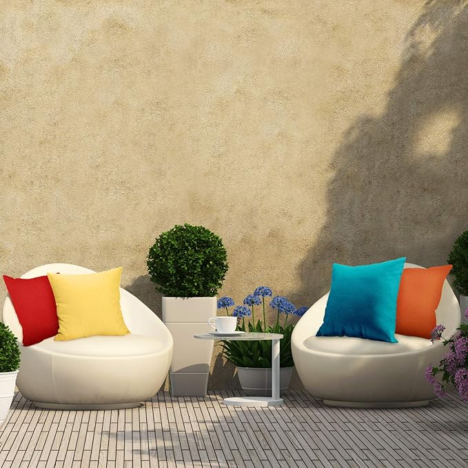 Boao 4 Pack Christmas Decorative Outdoor Waterproof Throw Pillow Covers Square Patio Balcony Garden Waterproof Cushion Case PU Coating Pillow Shell for Couch Bed Patio Sofa, 18 x 18 Inch(Multi Color)