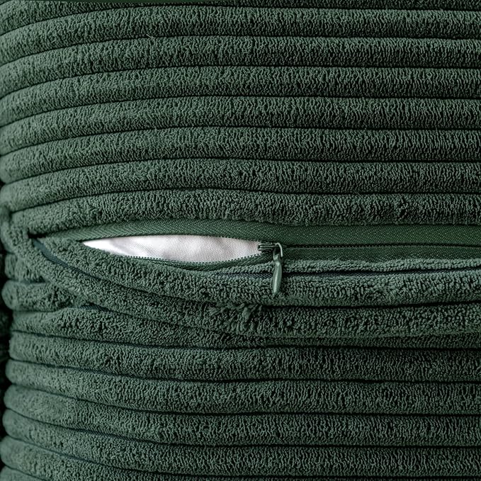 MIULEE Christmas Decorative Euro Sham Throw Pillow Covers for Couch Bed Livingroom 24x24 Inch Set of 2 Dark Green Boho Accent Throw Pllows Broadside Striped Patchwork Soft Corduroy Pillowcases