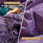 XeGe Faux Fur Throw Pillow Cases, Plush Shaggy Ultra Soft Pillow Covers, Fluffy Crystal Velvet Decorative Pillowcases, Furry Fuzzy Pillow Shams Zipper Closure, Set of 2 (Standard, Purple Ombre)