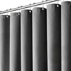 Inhousolu Fabric Shower Curtain Waffle Weave, Graphite Grey 230 GSM Heavy Duty, Weighted Hem, 14 Metal Hooks, Water Repellent, Machine Washable, Hotel Spa Luxury Bath Curtain Set, 72 x 72 Inch