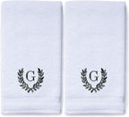 Decorative and Monogrammed Hand Towels for Bathroom Kitchen Makeup | Personalized Gift for Wedding-Bridal | Roman Font Custom Luxury Turkish Towel | Spa Collection, Oversized, 16 X 30 Inch, Set of 2
