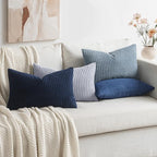 MIULEE Blue Decorative Lumbar Pillow Covers 12x20 Inch Set of 4 Boho Western Farmhouse Home Decor Couch Throw Pillows Summer Coastal Corduroy Pillowcases Industrial for Sofa Living Room Bed