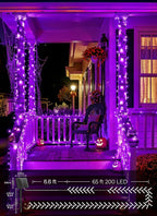 Brightown 2 Pack Halloween Solar String Lights Outdoor, Total 144Ft 400 LED Twinkle Fairy Lights Waterproof with 8 Modes Auto On/Off for Patio Tree Garden Party Home Decorations (Purple)