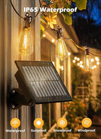 Brightown Solar Lights Outdoor Waterproof 108FT with 50 Shatterproof ST38 LED Bulbs, 2700K Solar Lights Outdoor with Remote, Solar String Lights for Outside, Camping, Yard, Party Decor