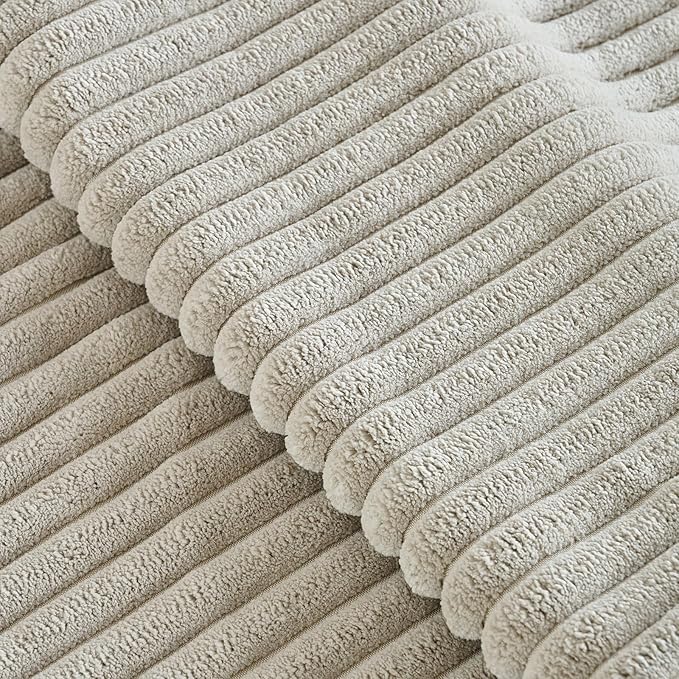 Fancy Homi Set of 2 Taupe Boho Decorative Throw Pillow Covers 18x18 Inch for Couch Bed Sofa, Aesthetic Modern Farmhouse Room Decor, Soft Fuzzy Fluffy Cozy Corduroy Textured Cushion Case 45x45cm