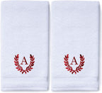 Decorative and Monogrammed Hand Towels for Bathroom Kitchen Makeup | Personalized Gift for Wedding-Bridal | Roman Font Custom Luxury Turkish Towel | Spa Collection, Oversized, 16 X 30 Inch, Set of 2
