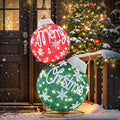 Large Lighted Christmas Ball Ornaments,35Inch 3D Pre-Lit LED Holiday Decor with Base for Outdoor Yard, Garden,Patio-Festive Glow (Red/Green)