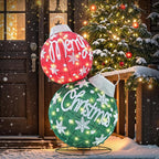 Large Lighted Christmas Ball Ornaments,35Inch 3D Pre-Lit LED Holiday Decor with Base for Outdoor Yard, Garden,Patio-Festive Glow (Red/Green)
